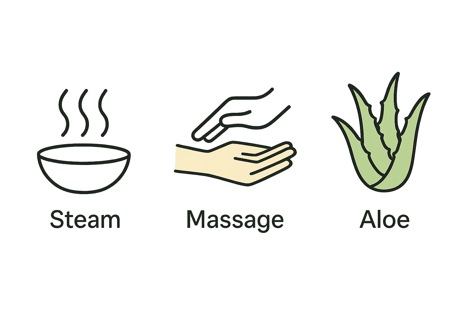 Three‑step icons for the ritual.