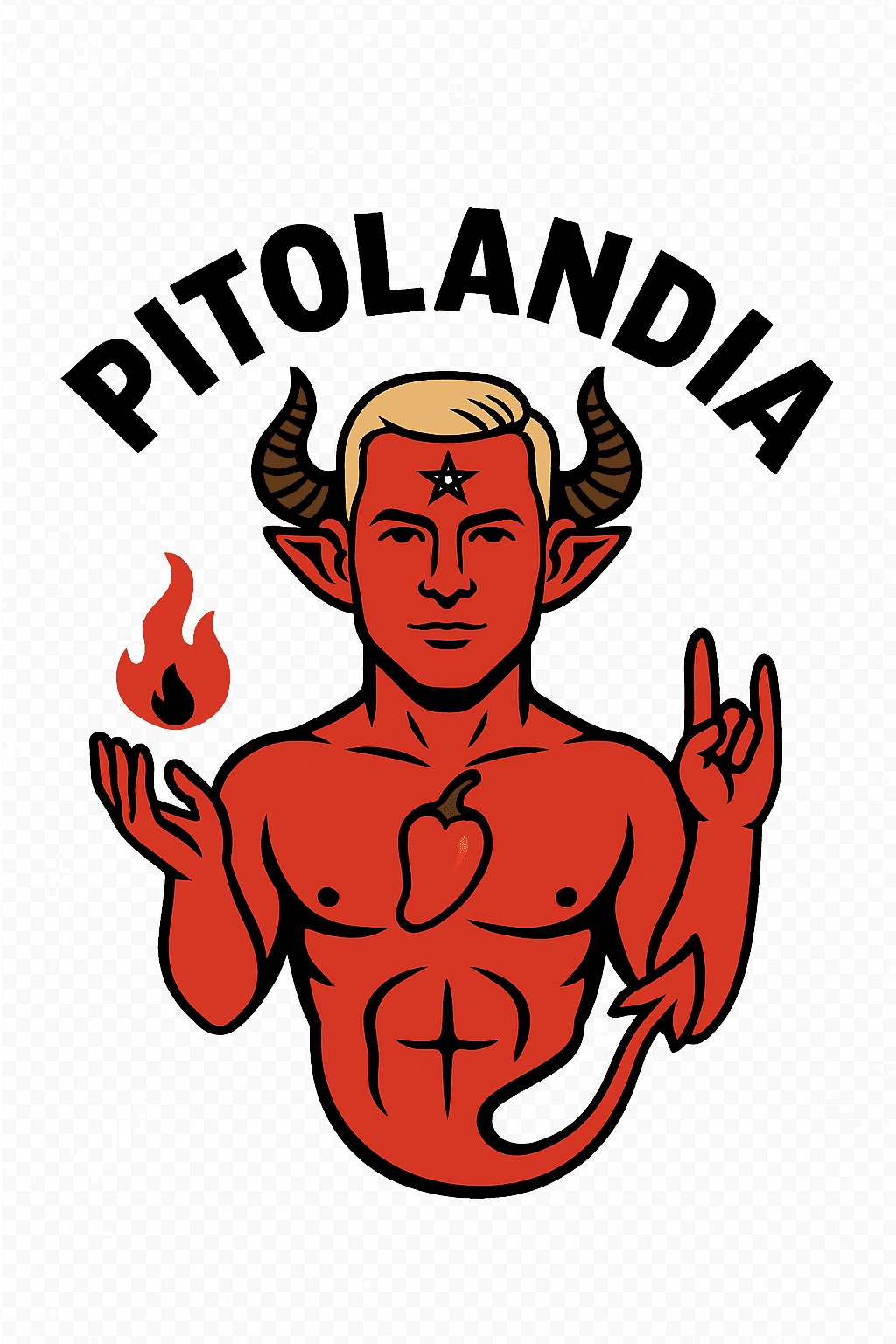 Playful goat demon sticker holding a heart with sparkles.