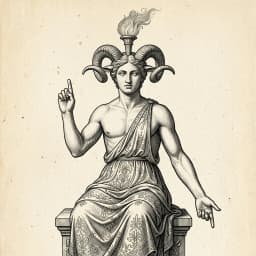 Pitolandia El Baphomet mascot in Victorian engraving style