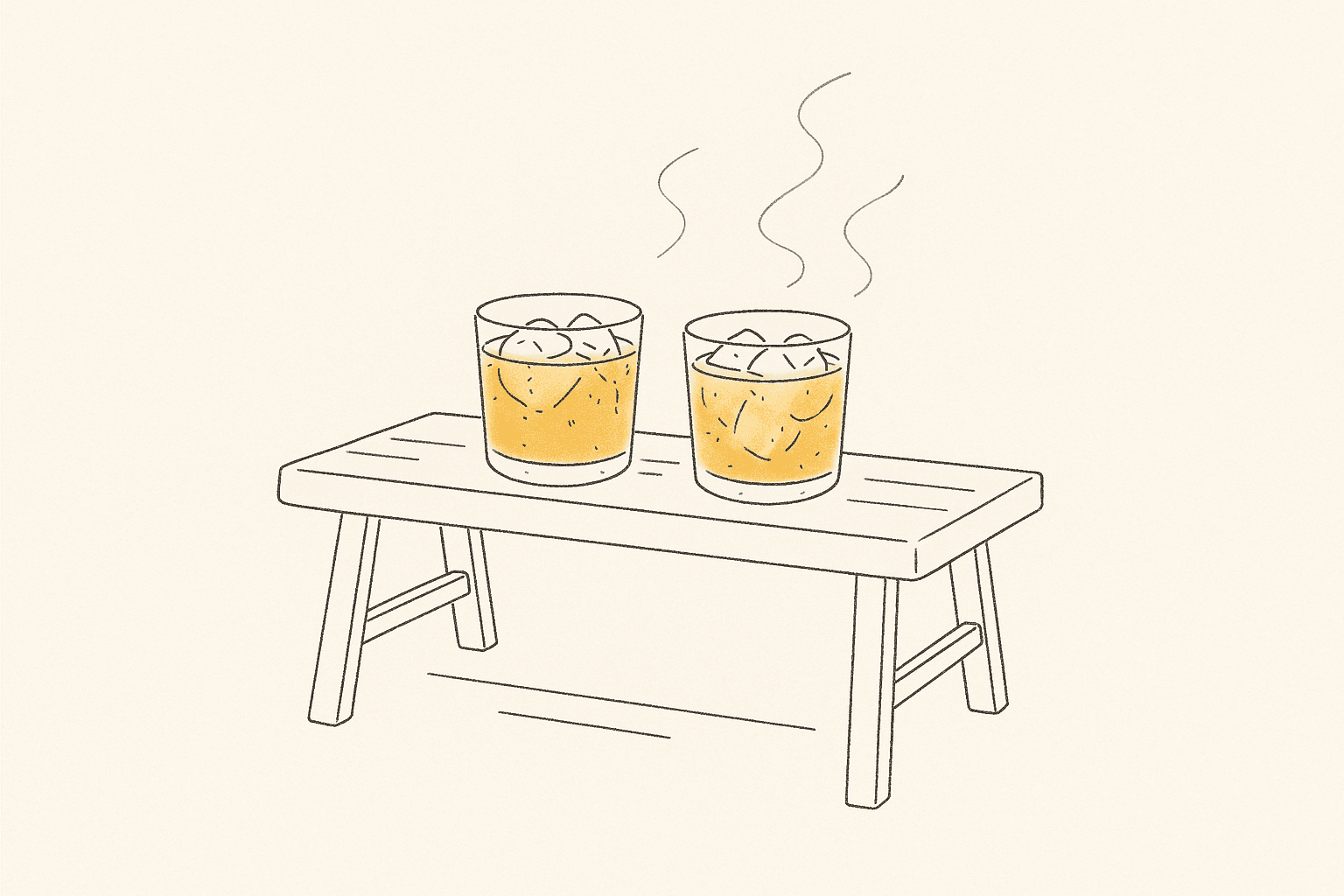 Two chilled tumblers with steam background.