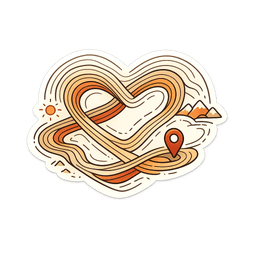 Looping path with topographic lines and a small map pin.