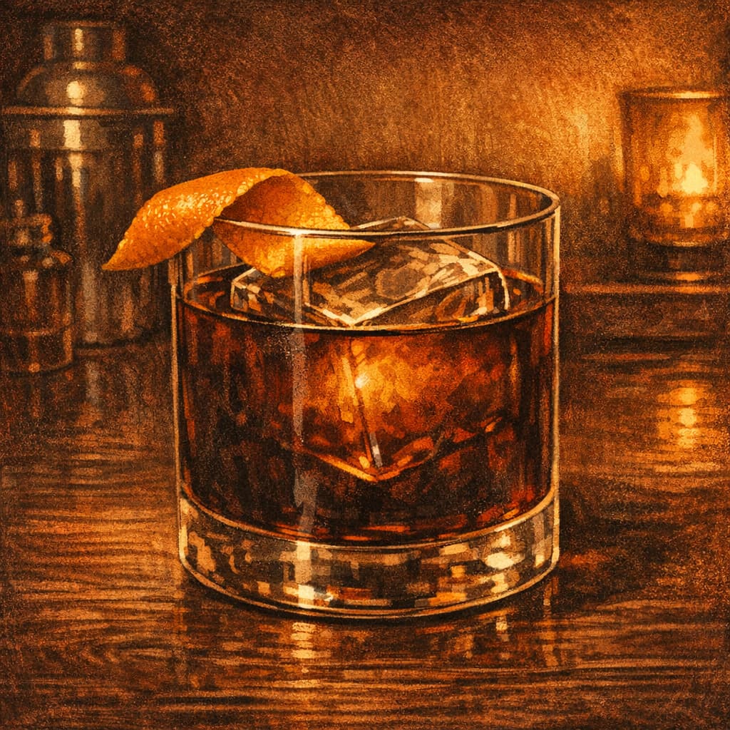 Illustrative espresso negroni cocktail.