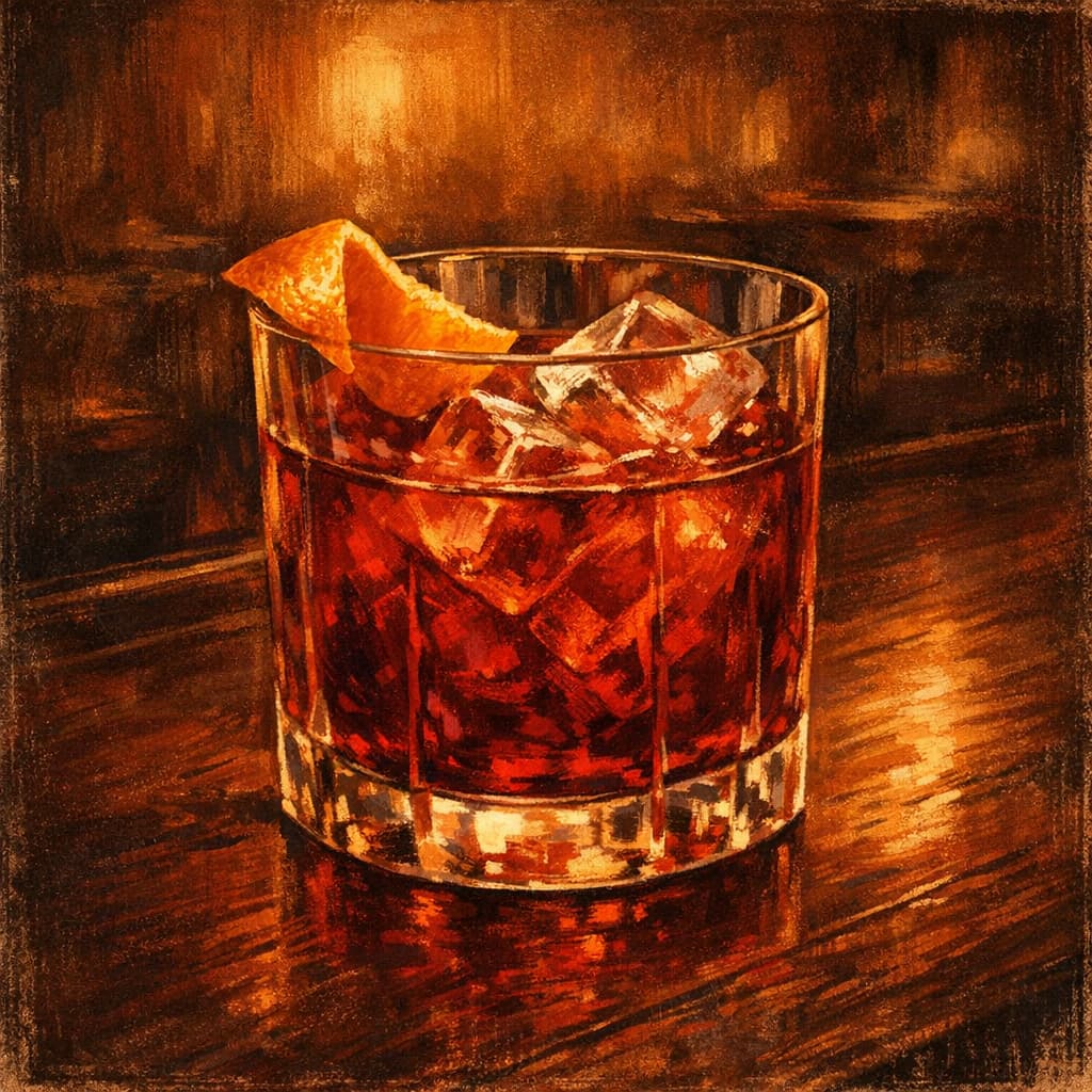 Illustrative negroni cocktail.