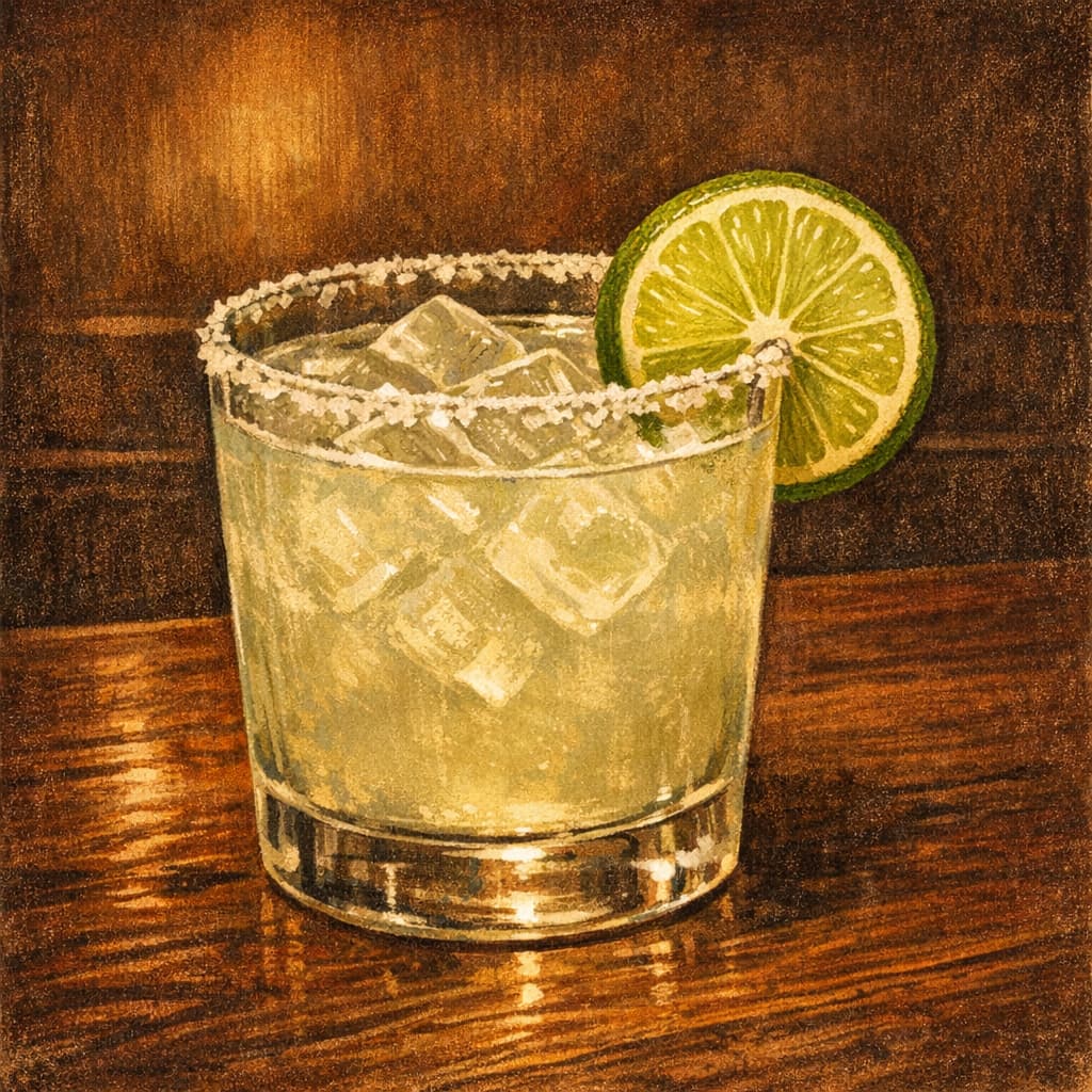 Illustrative margarita on the rocks.